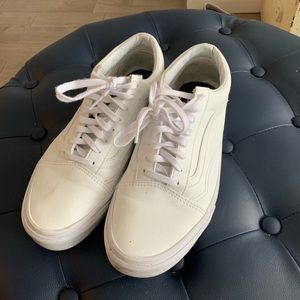 White Leather Old Skool Vans